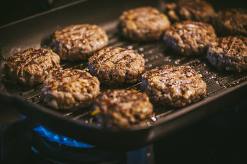 Homemade meatballs with pork minced meat . Homemade BBQ 