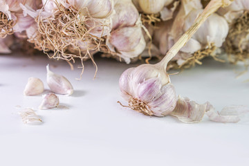Photos of Thai garlic on white background.