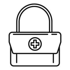 First aid kit bag icon. Outline first aid kit bag vector icon for web design isolated on white background