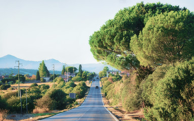 Fototapeta na wymiar Road in Teulada at Carbonia Iglesias province Sardinia
