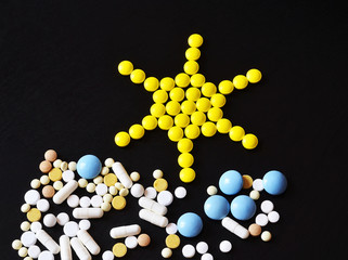 pills on white background