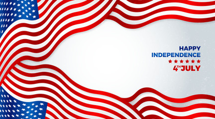 Happy USA Independence 4th of July  Day with waving american national flag background.