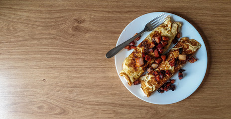 greasy pancakes with meat