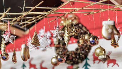 Various Xmas decorations as gift souvenirs at Vilnius Christmas Market