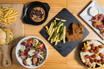 Set of restaurant food