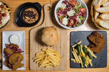 Set of restaurant food