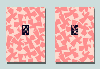 Cover with graphic elements - abstract shapes. Two modern vector flyers in puzzle  style. Geometric wallpaper for business brochure, cover design.