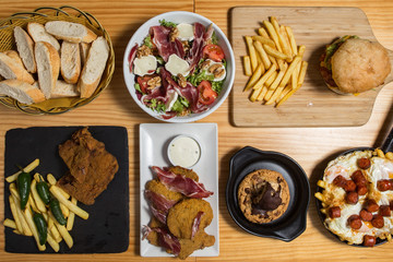 Set of restaurant food