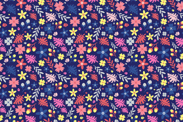 Floral Seamless Pattern Beautiful Paper Wrapping, Colorful Flower Illustration, Fashionable Textile Pattern.