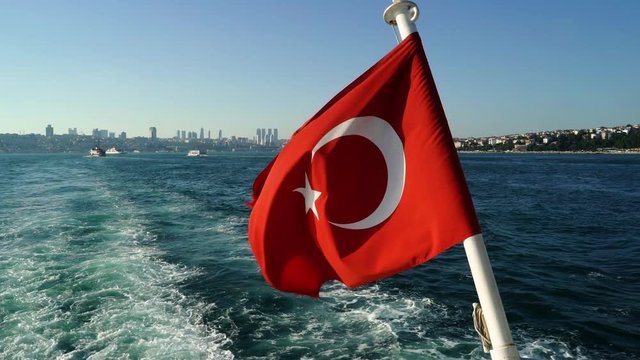Turkish flag on Bosphorus
