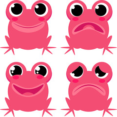 Character pink frog. Children's illustration, cute drawing. Emotions of a frog. A character for a child.