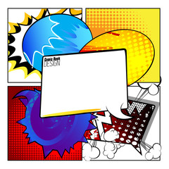 Filled colored Speech bubbles with comic book background. Blank space for text. Vector illustration.