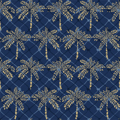 Beautiful seamless beige palm trees pattern with the cage on dark blue background vector  EPS 10 hand drawn style.Design for fashion,fabric,web,wallpaper,wrapping and all graphic type