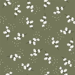 Wall murals Small flowers Minimal hand paint brush white floral Seamless repeat pattern with small flowers vector EPS10.Design for fashion,fabric,web,wallpaper,wrapping and all prints