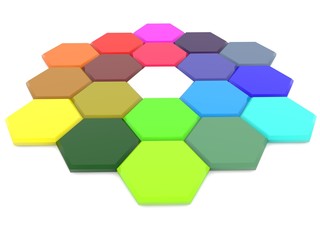 Colored cell construction on a white background