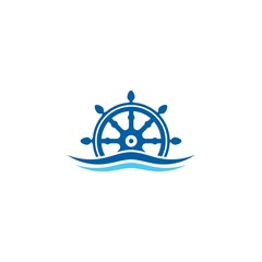 ship steering for sailing logo vector icon illustration template