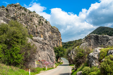 The road connecting the rich wineries to the coast runs through a narrow gap between the rocks....