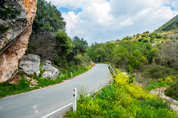 The road connecting the rich wineries to the coast runs through a narrow gap between the rocks....