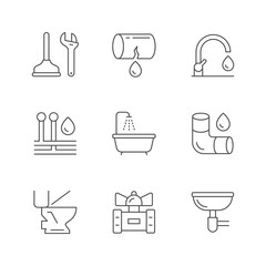 Set line icons of plumbing