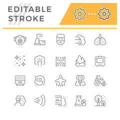 Set line icons of air pollution