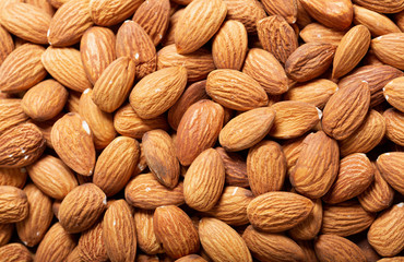 almond nuts as background, top view