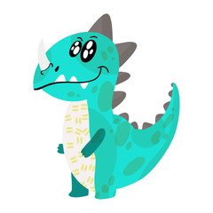 Cute little dinosaur. Art dinosaur monster for children's clothing. Vector illustration