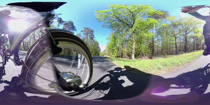 360VR, Rad fahren durch den Frühlingswald, VR360