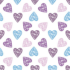 Seamless pattern heart shape.Design print fabric textile.Vintage retro style.