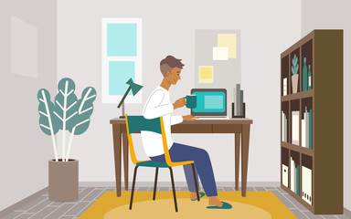 Vector illustration of man in the home office
