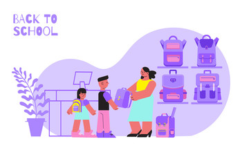 Backpack Purchase Flat Illustration