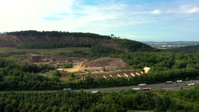 Aerial view of excavations in rular area of Rinteln, Germany 