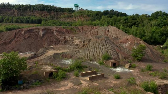 Aerial view of excavations in rular area of Rinteln, Germany 