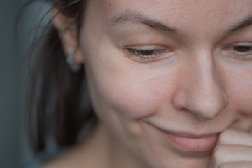 Young woman over 30 years old, natural beauty, Mature skin without makeup and retouching,