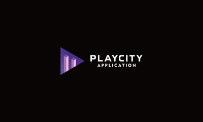 Play City Logo Vector Design Template. town and movie Icon. app Symbol For Company And business.