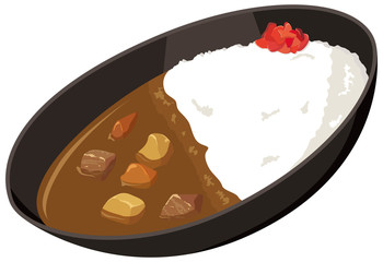 カレーライス　黒皿