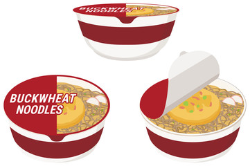 Instant soba noodles.  Vector illustration