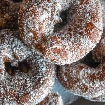 Self made sugar donuts closeup picture
