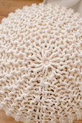 close up of knitted pouf