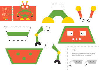 Naklejka premium Cut and glue paper toy. Preschool kids vector educational worksheet