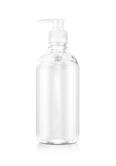 Alcohol gel hand sanitizer in clear pump bottle for product design mock-up