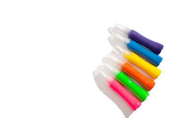 Multicolored felt-tip pens isolated on white background