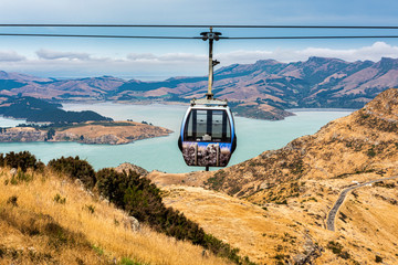 View from the Tauhinu-Korokio Scenic Reserve and Christchurch Gondola near Christchurch in New Zealand - obrazy, fototapety, plakaty