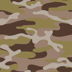 Fototapeta premium Military camouflage seamless pattern. Khaki texture. Trendy background. Abstract color vector illustration. For design wallpaper, fabric, wrapping paper.