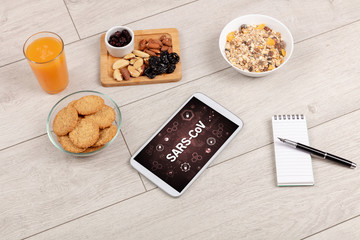 Healthy Tablet Pc compostion with SARS-CoV inscription, immune system boost concept