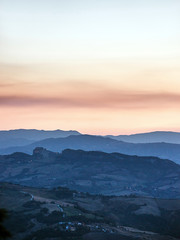 Panoramic view of  San Marino in the evening