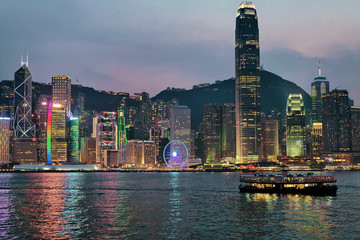 Skyline in Victoria Harbor Hong Kong