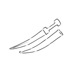 dagger doodle style sketch illustration hand drawn vector. dagger, vector sketch illustration