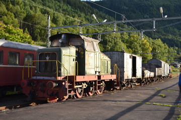 Fototapeta na wymiar Old train that once transported goods to and from Vemork power station.