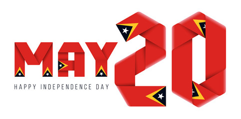 May 20, Independence Day of East Timor congratulatory design with Timorese flag elements.