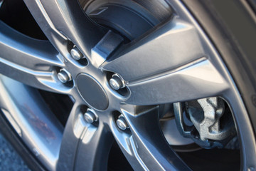 Obraz na płótnie Canvas Close up of a car wheel